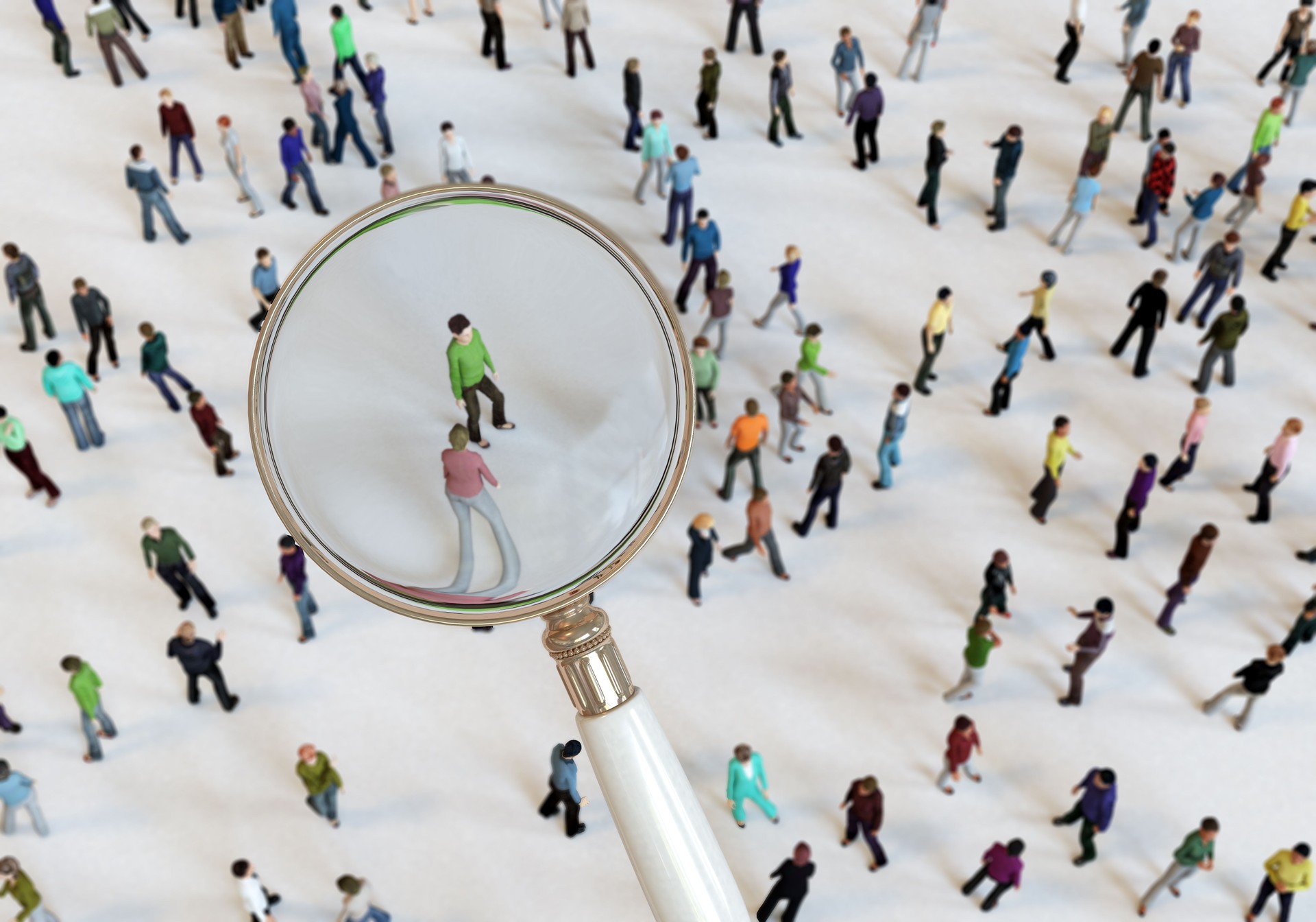 Magnifying Glass On Crowd of People